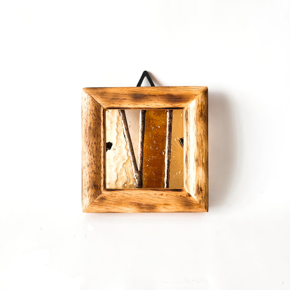 ステンドグラス アンティーク調 木製の壁掛け額縁つきパネル レトロな