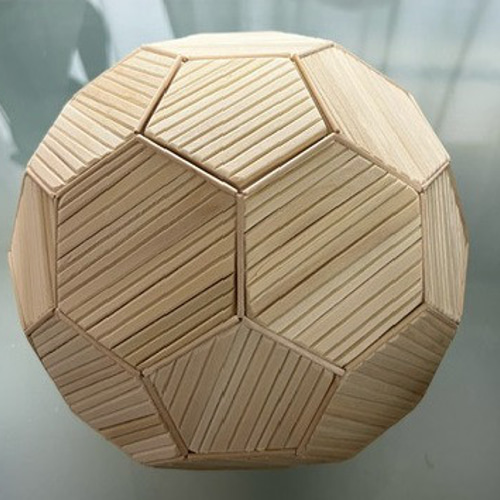 木製サッカーボール型オブジェ 約22cm 木製サッカーボール型オブジェ 約22cm