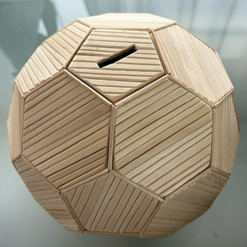 オブジェ、貯金箱(サッカーボール切頂二十面体)木製 その他