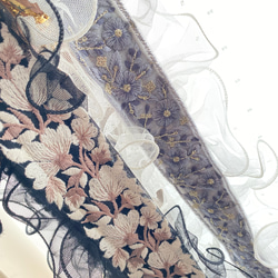 無敵な可愛さ⸜‪‪❤︎⸝‬‪‪ インド刺繍リボン × チュール のフリルショルダーストラップ 8枚目の画像