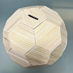 オブジェ、貯金箱、一輪挿し(サッカーボール切頂二十面体)木製 4枚目の画像