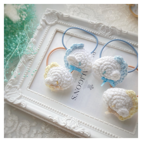 おうまさんツインヘアゴム ベビーヘアゴム キッズヘアゴム かぎ針編み  