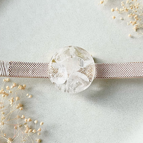 クリア2025 水晶の帯留め・ブローチ（2way）orポニーフック 透明