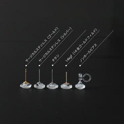 ヴィンテージガラスの透明な丸い花ピアス／ノンホールピアス［サージカルステンレス/チタン変更可能］ 16枚目の画像