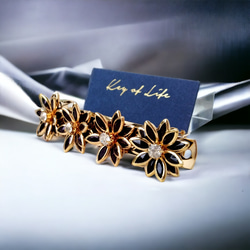 Key of Life▶︎ガラス花 ブラック 小さめ バレッタ 髪飾り 髪留め 黒 花 フラワー コテージコア 人気 3枚目の画像