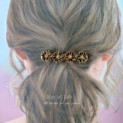 Key of Life▶︎ガラス花 ブラック 小さめ バレッタ 髪飾り 髪留め 黒 花 フラワー コテージコア 人気 12枚目の画像