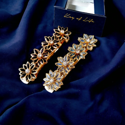 Key of Life▶︎ガラス花 ブラック 小さめ バレッタ 髪飾り 髪留め 黒 花 フラワー コテージコア 人気 10枚目の画像