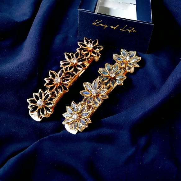 Key of Life▶︎ガラス花 ブラック 小さめ バレッタ 髪飾り 髪留め 黒 花 フラワー コテージコア 人気 10枚目の画像