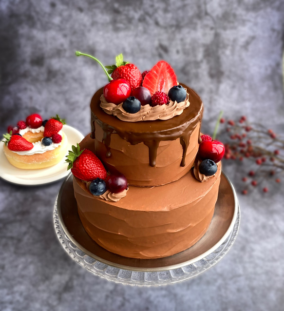 実物大　デコレーションケーキ　リアルサイズの苺チョコレート　デコレーションケーキ食品サンプル　オブジェ　 5枚目の画像