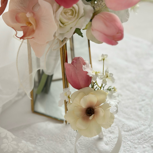 チューリップとカラーの造花ブーケ 胡蝶蘭 ウェディングブーケ チューリップとカラーの造花ブーケ 胡蝶蘭 ウェディングブーケ