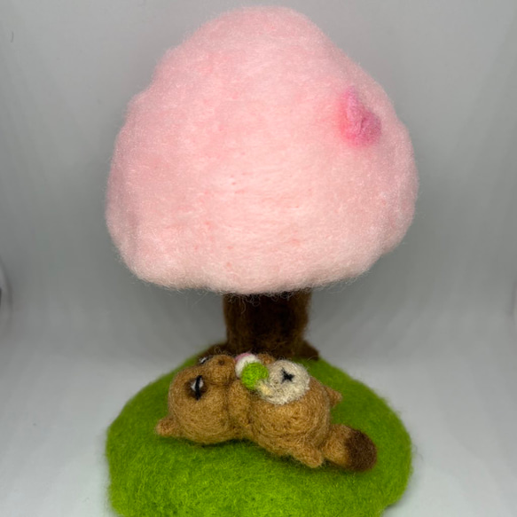 羊毛フェルト たぬき ピンクッション 針山