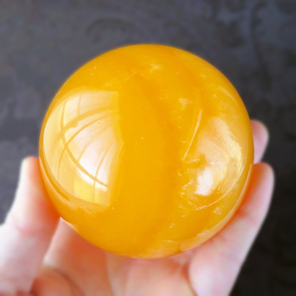 【Creema限定福袋】オレンジカルサイト スフィアB 70mm Orange calcite sphere 6枚目の画像