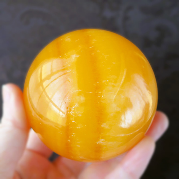 【Creema限定福袋】オレンジカルサイト スフィアB 70mm Orange calcite sphere 3枚目の画像