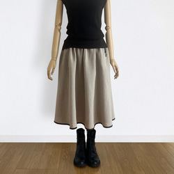 ギャザーフレアミモレ丈スカート［70cm］_リネン100%_Natural ロング