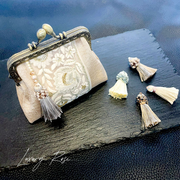 選べるタッセル♡佐賀錦上品極上煌めき♡帯地ポーチ コインケース 