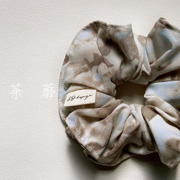 台灣現貨手工訂製大腸圈 雪紡棉面料️荼蘼 第1張的照片