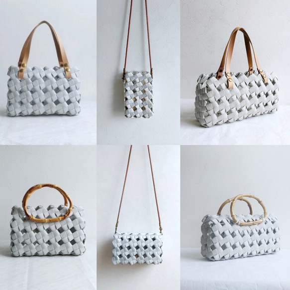 【全9色】 春 夏 みんなのカゴバッグ ショルダー bag for all ボディバッグ 2way パールグレー 6枚目の画像