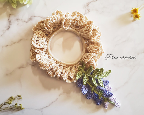 レース編み・藤の花のシュシュ シュシュ Puu crochet 通販