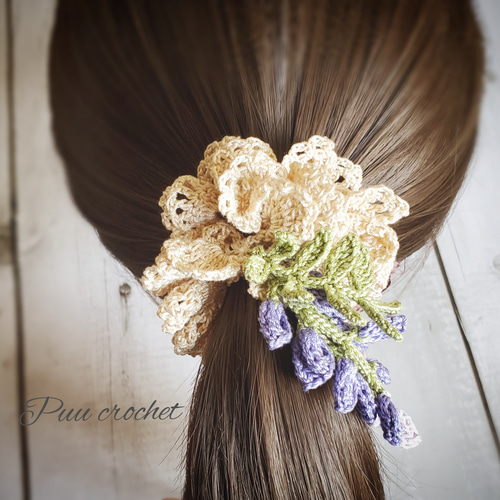 レース編み・藤の花のシュシュ シュシュ Puu crochet 通販