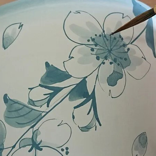 Amazon｜Zxyan プレート 皿 純粋な手描きの花と鳥セラミック食器