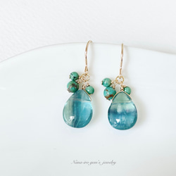 14kgf green fluorite × turquoise pierce 9枚目の画像