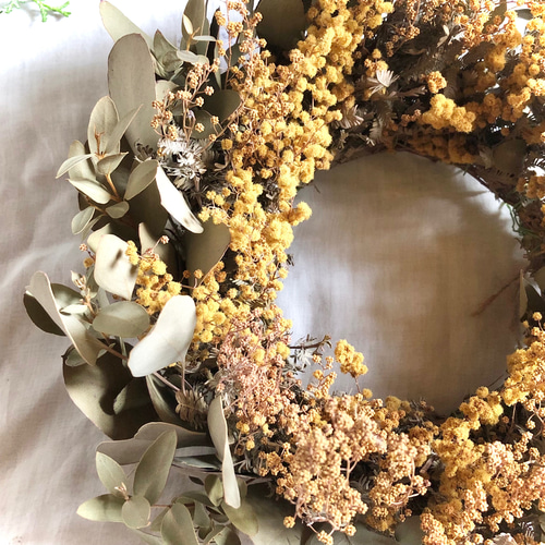 ユーカリフライングリースリースドライフラワー