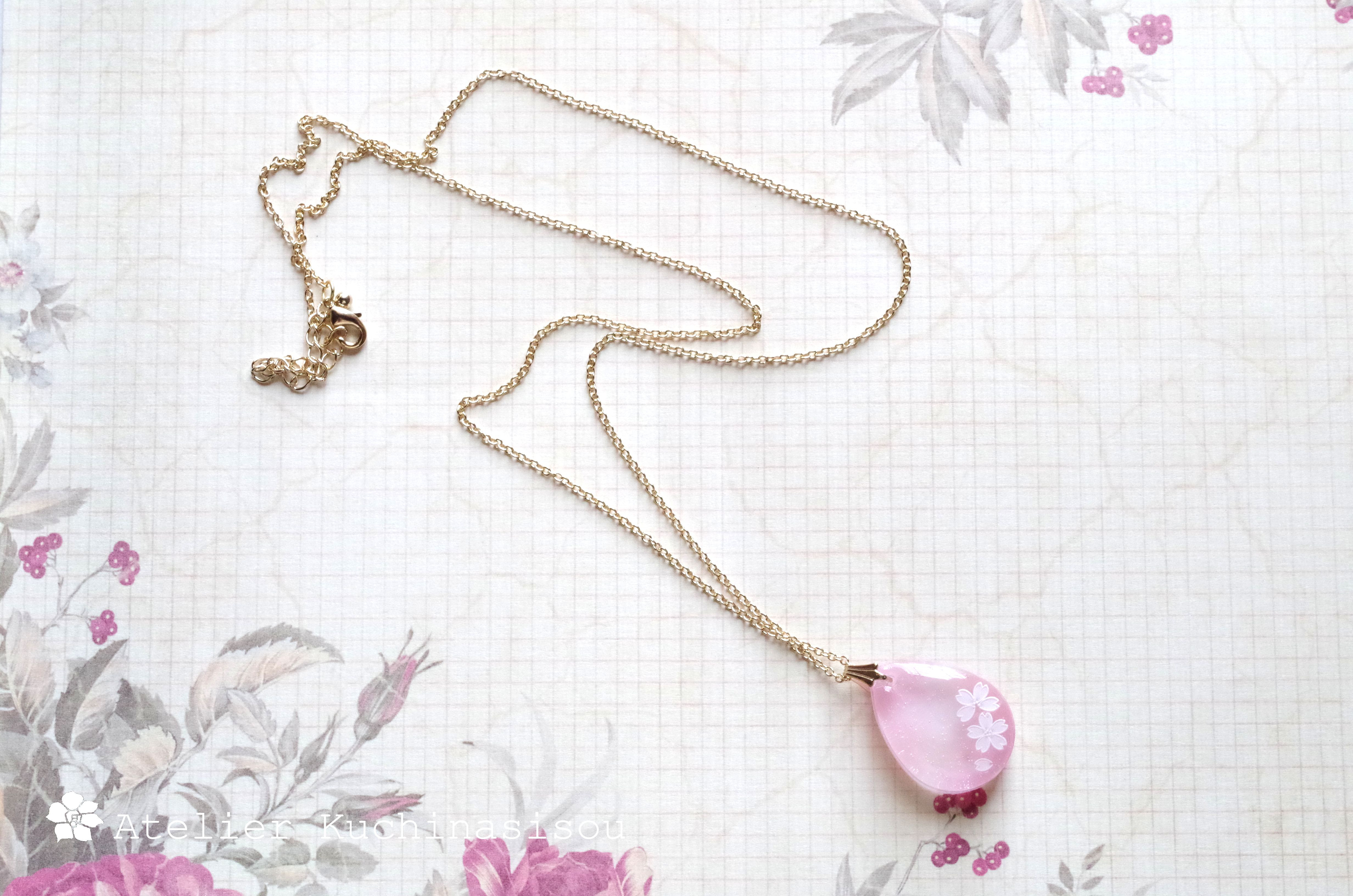 【受注製作】【Creema限定】レジンアート　雫のマーブルピアス/イヤリングとペンダント〈ロマンティックピンク〉