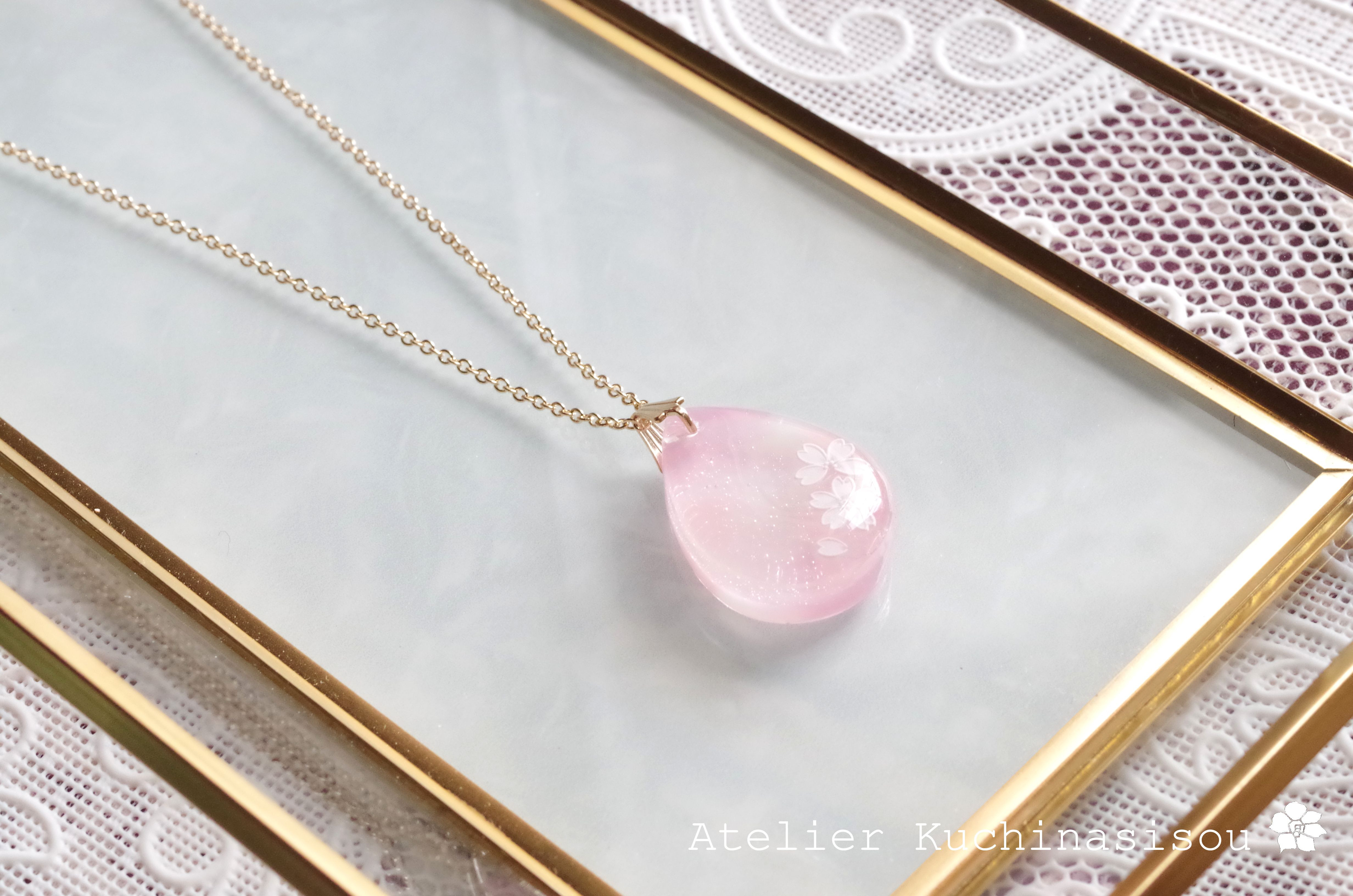 【受注製作】【Creema限定】レジンアート　雫のマーブルピアス/イヤリングとペンダント〈ロマンティックピンク〉