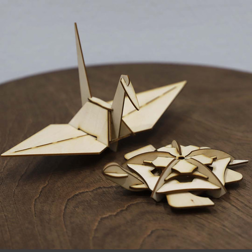 長寿の象徴～鶴と亀 レーザークラフトセット その他置物 ITSUKI