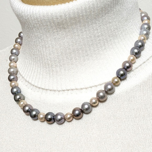 ピンク＆グレー淡水パールネックレス ネックレス・ペンダント 裕都