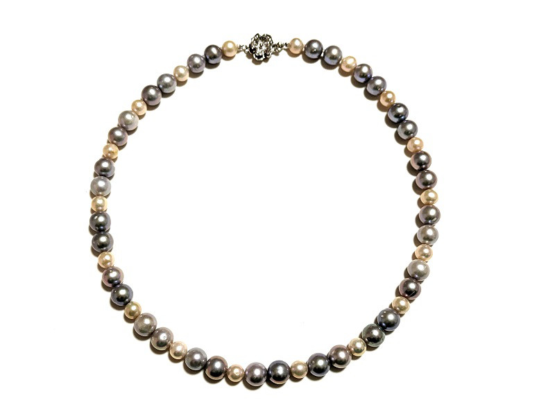 ピンク＆グレー淡水パールネックレス