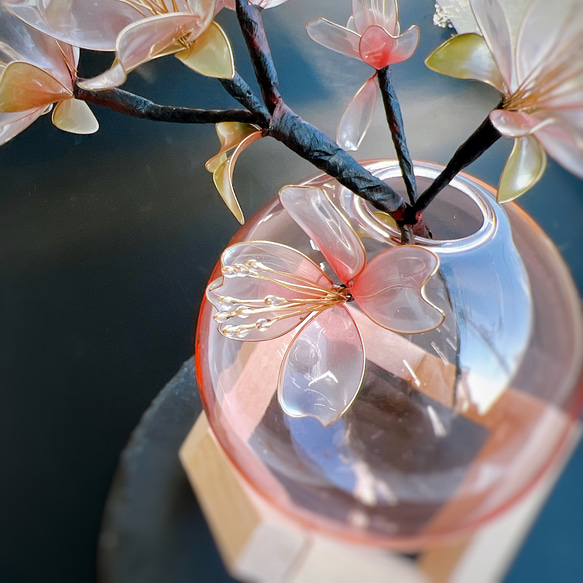 【数量限定】桜の枝 花瓶 セット ディップアート アメリカンフラワー 桜 春の花 母の日 ガラス 枯れない インテリア 8枚目の画像