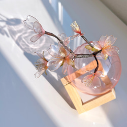 【数量限定】桜の枝 花瓶 セット ディップアート アメリカンフラワー 桜 春の花 母の日 ガラス 枯れない インテリア 5枚目の画像