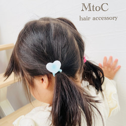 【 レジン　じゅわっとハートヘアゴム　キッズ/ベビー 】子供　結婚式　ヘアアクセサリー　フォーマル　卒入園　入学式 6枚目の画像