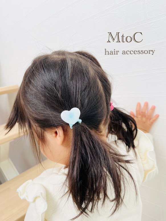 【 レジン　じゅわっとハートヘアゴム　キッズ/ベビー 】子供　結婚式　ヘアアクセサリー　フォーマル　卒入園　入学式 6枚目の画像