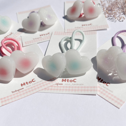 レジン じゅわっとハートヘアゴム キッズ/ベビー 】子供 結婚式