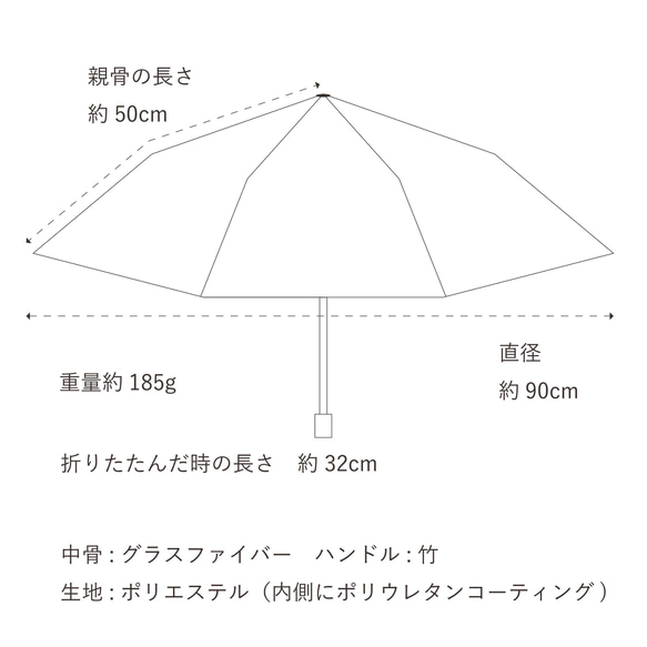 【すぐ届く】母の日 竹ハンドル UVカット折りたたみ傘 カバープランツ 紫外線99.9%カット 164031 晴雨兼用 6枚目の画像