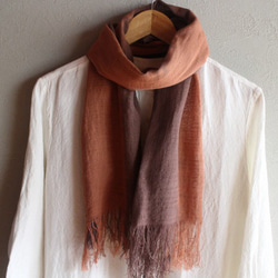 草木染オーガニックコットンストール（ビワの葉染め） ストール 葉の