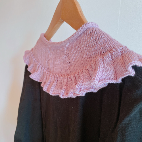 ガーリーなつけ襟（ パープル ）ティペット 手編み その他ファッション