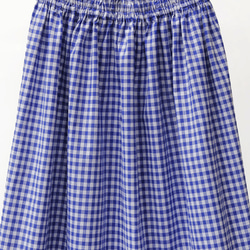【晴れやかブルー2024】上品なコーデの主役に、コットンリネン ギンガムチェック スカート（ネイビー）紺 リネン 麻 6枚目の画像