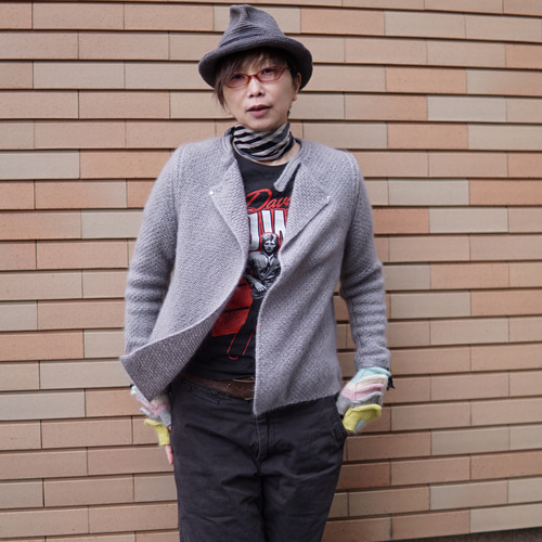 グレーモヘア ラップライダース カーディガン Hook & Needle 通販