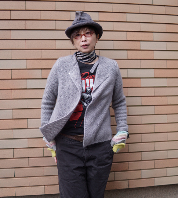 グレーモヘア ラップライダース カーディガン Hook & Needle 通販