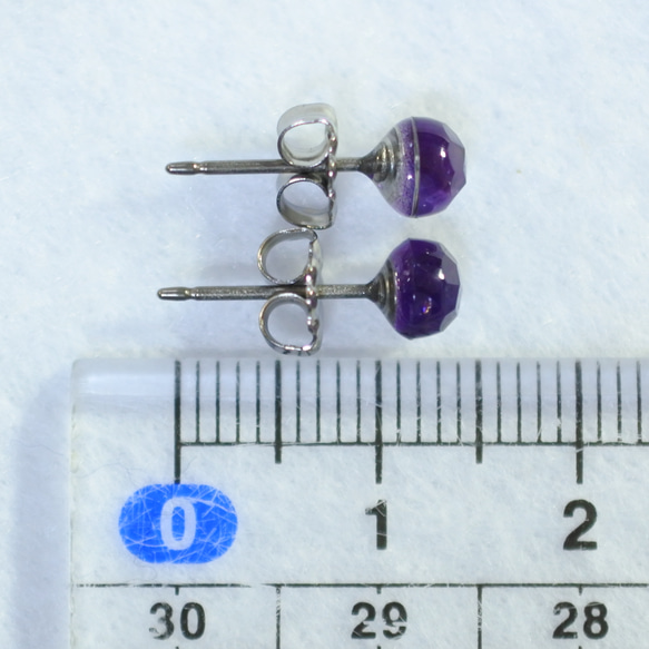 (1 件) 紫水晶玫瑰切割耳環（5 毫米，鈦柱） 第5張的照片