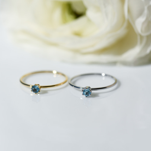 高品質スイスブルートパーズのSV925/14kgfリング 天然石 小さい 指輪