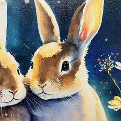 寄り添い合うウサギ　キャンバス　インテリア　アート　高画質インクジェット印刷 4枚目の画像