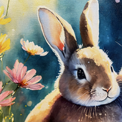 寄り添い合うウサギ　キャンバス　インテリア　アート　高画質インクジェット印刷 3枚目の画像