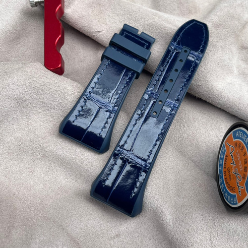 FRANCK MULLER Vanguard V45 28MM 用時計ストラップ、ワニ革&ラバー