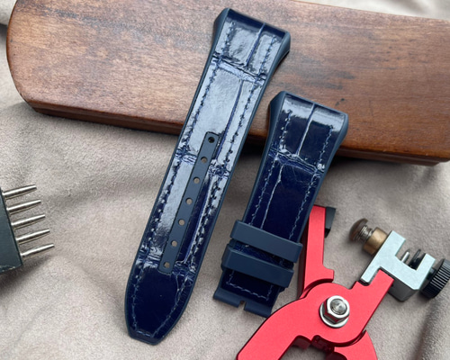 FRANCK MULLER Vanguard V45 28MM 用時計ストラップ、ワニ革&ラバー