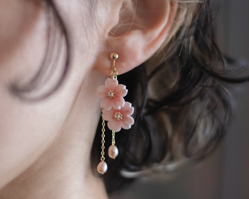 ☆❤️ 淡水パール　桜　春　ピアス　イヤリング 0a5ac95351fe5a60e51bfe2633a7f9