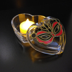 ヴェネツィア仮面カーニバル　レッド/ ハート形ガラスの小物入れ　プチギフト 8枚目の画像